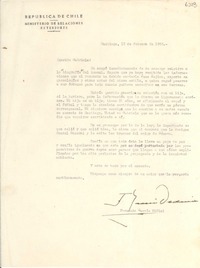 [Carta] 1952 feb. 13, Santiago, [Chile] [a] Gabriela [Mistral]