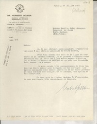 [Carta] 1950 juil. 26, Paris, [France] [a] Lucila Godoy Alcayaga, Santa Barbara, Californie, [EE.UU.]