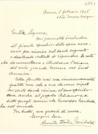 [Carta] 1946 febbr. 5, Roma, [Italia] [a] [Gabriela Mistral]
