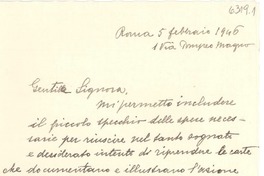 [Carta] 1946 febbr. 5, Roma, [Italia] [a] [Gabriela Mistral]