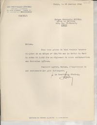 [Carta] 1946 janv. 23, París [a] Gabriela Mistral, París