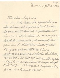 [Carta] 1946 febbr. 6, Roma, [Italia] [a] [Gabriela Mistral]