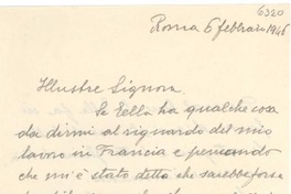 [Carta] 1946 febbr. 6, Roma, [Italia] [a] [Gabriela Mistral]