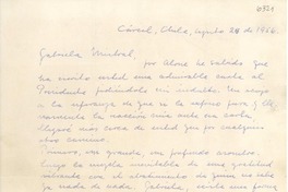 [Carta] 1956 ago. 28, Cárcel, Chile [a] Gabriela Mistral