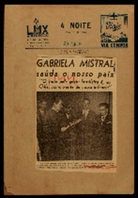 Gabriela Mistral saúda o nosso paiz