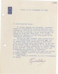 [Carta] 1934 sept. 24, París [a] Gabriela Mistral