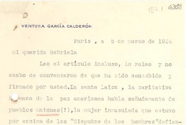 [Carta] 1934 mar. 5, París [a] Gabriela Mistral