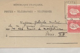 [Recibo] 1946 janv. 28, Paris, [France] [a] Gabriela Mistral, Paris, [France]