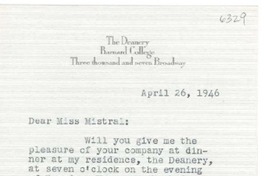 [Carta] 1946 abr. 26, [New York, Estados Unidos] [a] [Gabriela] Mistral