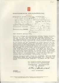 [Carta] 1947 Dez. 20, München, [Deutschland] [a] Konsulin Gabriela Mistral, Chilenisches Konsulat, Neapel, Italien