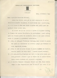 [Carta] 1946 febbr. 9, Roma, [Italia] [a] Cara e gentile Signorina Mistral