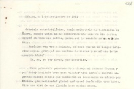 [Carta] 1951 sept. 7, México [a] Gabriela Mistral