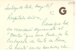 [Carta] 1951 mayo, Santiago [a] Gabriela Mistral