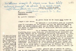 [Carta] 1945 jul. 11, Santiago, [Chile] [a] Gabriela Mistral, Petrópolis