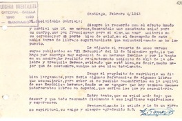 [Carta] 1943 feb. 6, Santiago [a] Gabriela Mistral