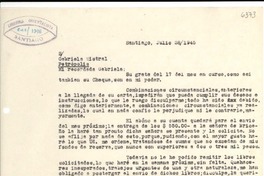 [Carta] 1945 jul. 28, Santiago, [Chile] [a] Gabriela Mistral, Petrópolis