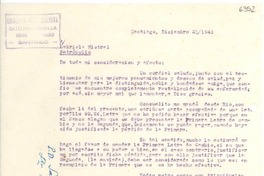 [Carta] 1943 dic. 21, Santiago [a] Gabriela Mistral, Petrópolis