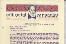 [Carta] 1936 jul. 7, Barcelona, [España] [a] Srta. Gabriela Mistral, Lisboa, (Portugal)