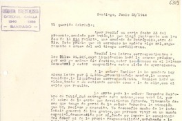 [Carta] 1944 jun. 28, Santiago [a] Gabriela Mistral