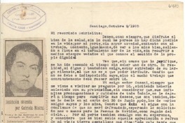 [Carta] 1950 oct. 9, Santiago, [Chile] [a] Gabriela Mistral