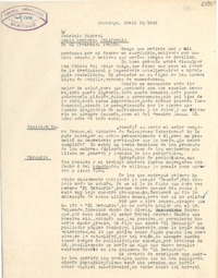 [Carta] 1948 abr. 10, Santiago [a] Gabriela Mistral, Santa Bárbara
