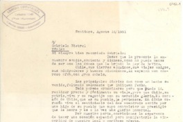 [Carta] 1951 ago. 16, Santiago, [Chile] [a] Gabriela Mistral, Náp[o]les