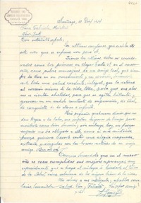 [Carta] 1954 dic. 31, Santiago, [Chile] [a] Gabriela Mistral, New York