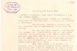 [Carta] 1956 ene. 12, Santiago, [Chile] [a] Gabriela Mistral, Doris Dana