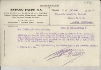 Memorándum 1936 feb. 26, Madrid, [España] [a la] Sra. Doña Gabriela Mistral, Cónsul de Chile, Lisboa, Portugal