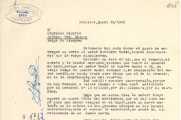 [Carta] 1950 ene. 16, Santiago [a] Gabriela Mistral, Jalapa, Veracruz