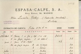 [Recibo] 1936 mayo 26, Madrid, [España] [a] Dña. Lucila Godoy, Lisboa, [Portugal]