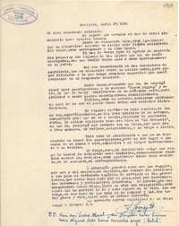 [Carta] 1950 abr. 7, Santiago [a] Gabriela Mistral