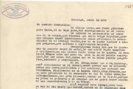 [Carta] 1950 jun. 13, Santiago [a] Gabriela Mistral