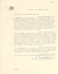 [Carta] 1951 oct. 5, Santiago, [Chile] [a] Gabriela Mistral