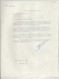 [Carta] 1952 mar. 12, Madrid, [España] [a] Sra. Da. Gabriela Mistral, Via Tasso 220, Nápoles