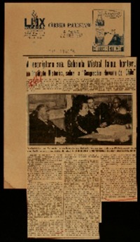 A escriptora sra. Gabriela Mistral falou, hontem, no Instituto Historico, sobre a "Geographia humana do Chile"