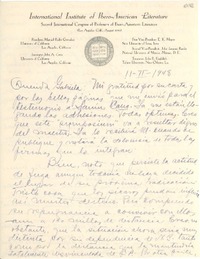[Carta] 1948 feb. 11, Los Ángeles, California [a] Gabriela Mistral
