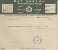 [Telegrama] 1945 Nov. 23, [Brasil] [a] Hutchinson and Co., London, [England]