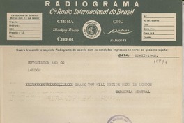 [Telegrama] 1945 Nov. 23, [Brasil] [a] Hutchinson and Co., London, [England]
