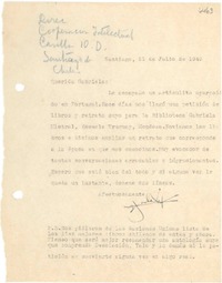 [Carta] 1949 jul. 21, Santiago, [Chile] [a] Gabriela [Mistral]