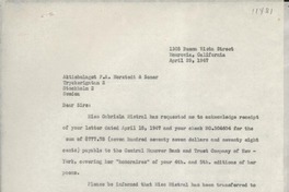 [Carta] 1947 Apr. 29, Monrovia, California [a] Aktiebolaget P. A. Norstedt & Soner, Stockholm, Sweden