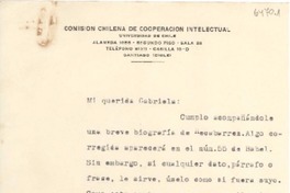 [Carta] 1950 ago. 23, Santiago, [Chile] [a] Gabriela [Mistral]