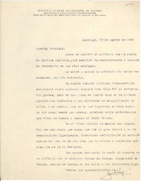 [Carta] 1950 ago. 28, Santiago, [Chile] [a] Gabriela [Mistral]