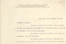 [Carta] 1950 ago. 28, Santiago, [Chile] [a] Gabriela [Mistral]