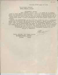 [Carta] 1949 jul. 28, Veracruz, [México] [a] Sra. Gabriela Mistral, Hotel México, Jalapa