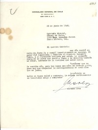[Carta] 1948 jun. 28, New York [a] Gabriela Mistral, Santa Bárbara, California