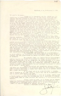[Carta] 1952 sept. 6, Santiago, [Chile] [a] Gabriela [Mistral]
