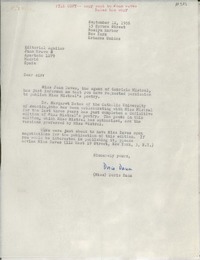 [Carta] 1956 Sept. 12, Roslyn Harbor, New York, Estados Unidos [a la] Editorial Aguilar, Madrid, Spain