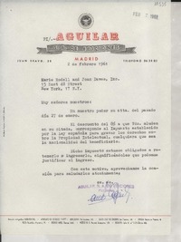 [Carta] 1961 feb. 2, Madrid, [España] [a] Marie Rodell and Joan Daves, New York, [EE.UU.]
