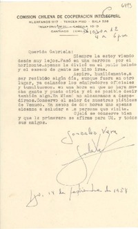[Carta] 1954 sept. 14, Santiago, [Chile] [a] Gabriela [Mistral]